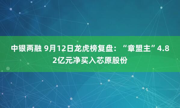 中银两融 9月12日龙虎榜复盘：“章盟主”4.82亿元净买入芯原股份