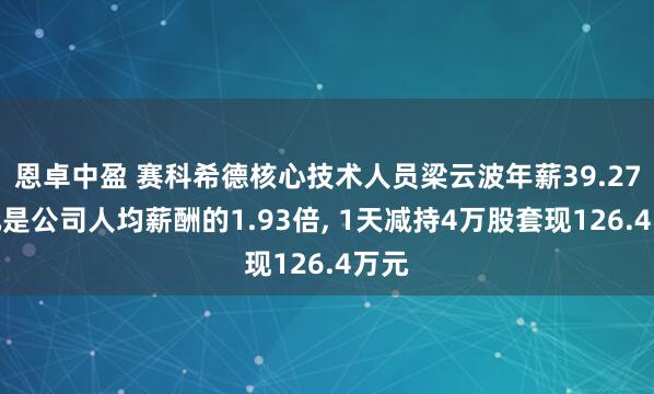 恩卓中盈 赛科希德核心技术人员梁云波年薪39.27万元是公司人均薪酬的1.93倍, 1天减持4万股套现126.4万元